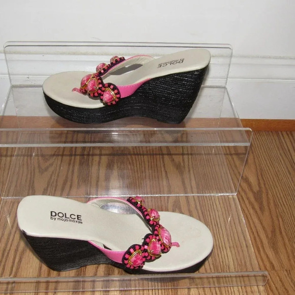 DOLCE by Mojo Moxy Pink Slip-On Wedge Sandals 6.5M - Picture 1 of 6